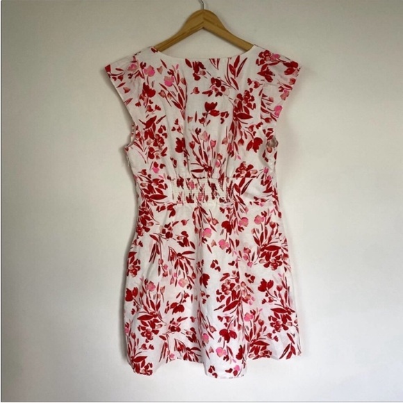Banana Republic NWT Spring Coral Floral Linen Cotton Mini Dress - Picture 4 of 10